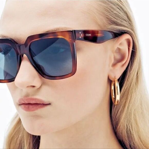 NEW Celine CL4055IN 93B Transparent Green Gradient Square Oversized Sunglasses